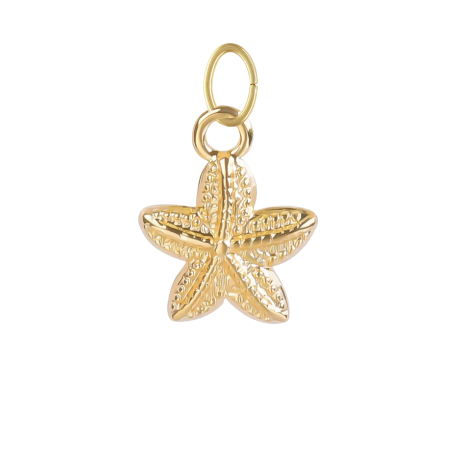 Gold Textured Chunky Starfish Charm