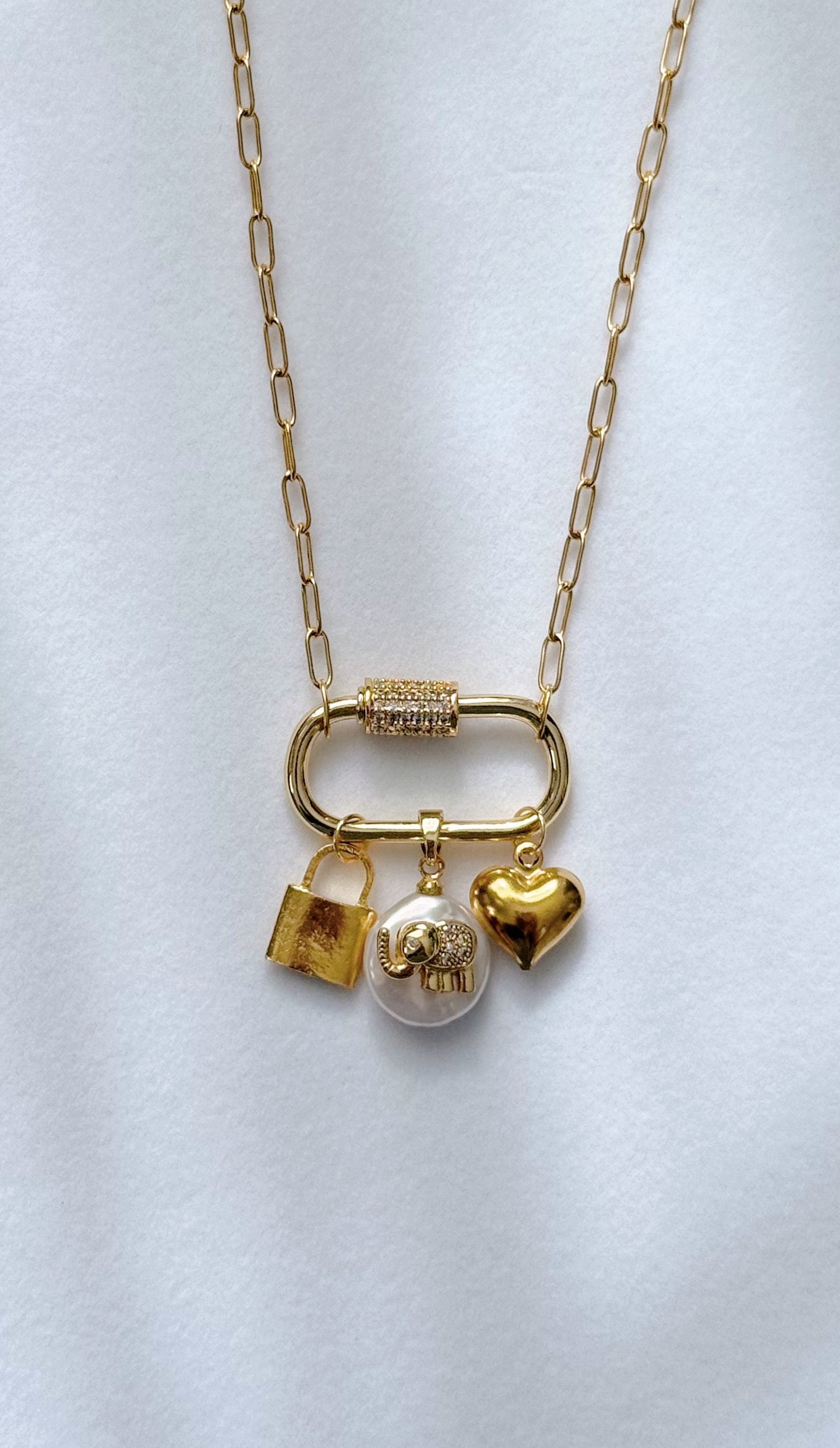 Golden Elephant Carabiner Necklace