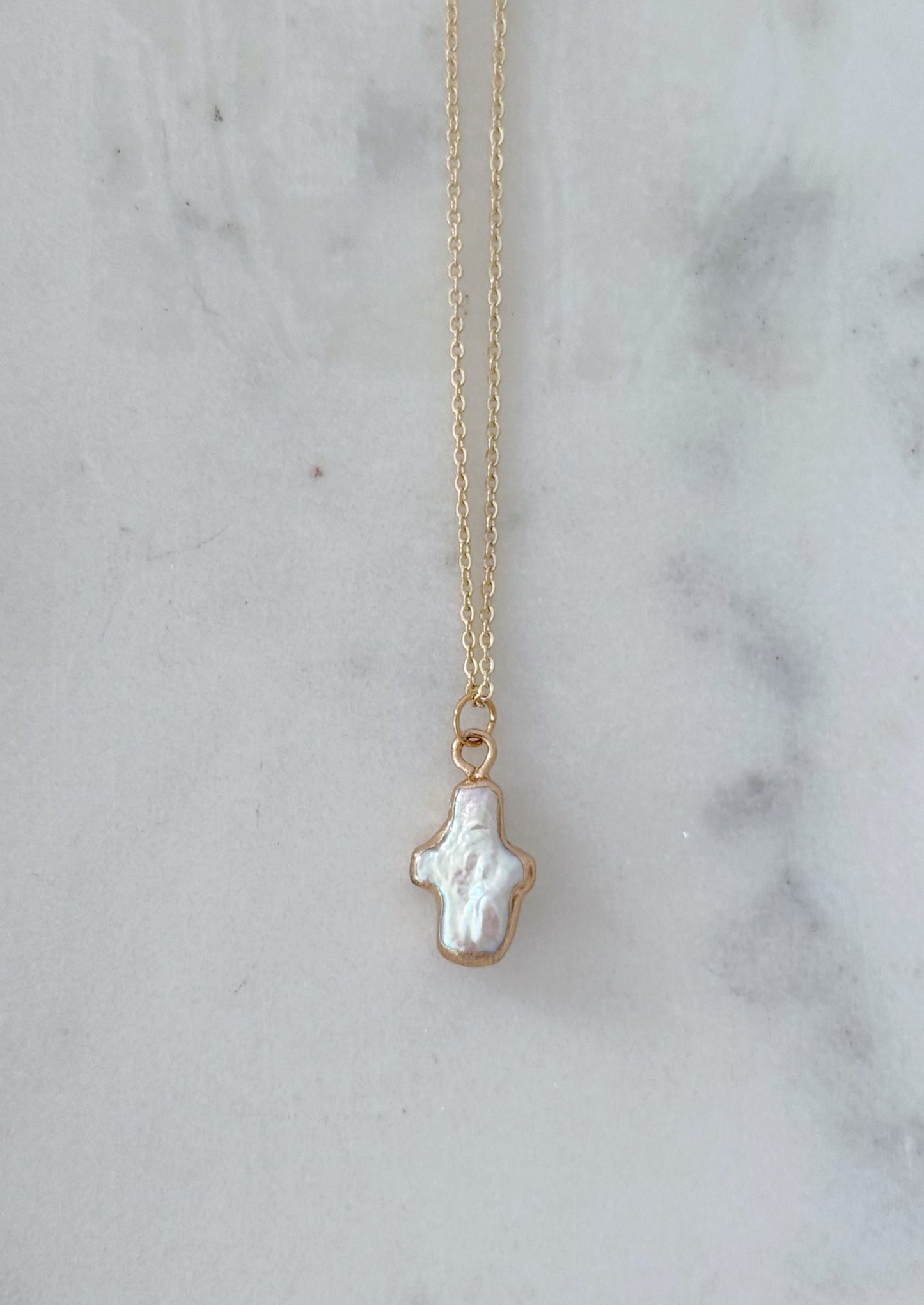 Dainty Pearl Cross Necklace