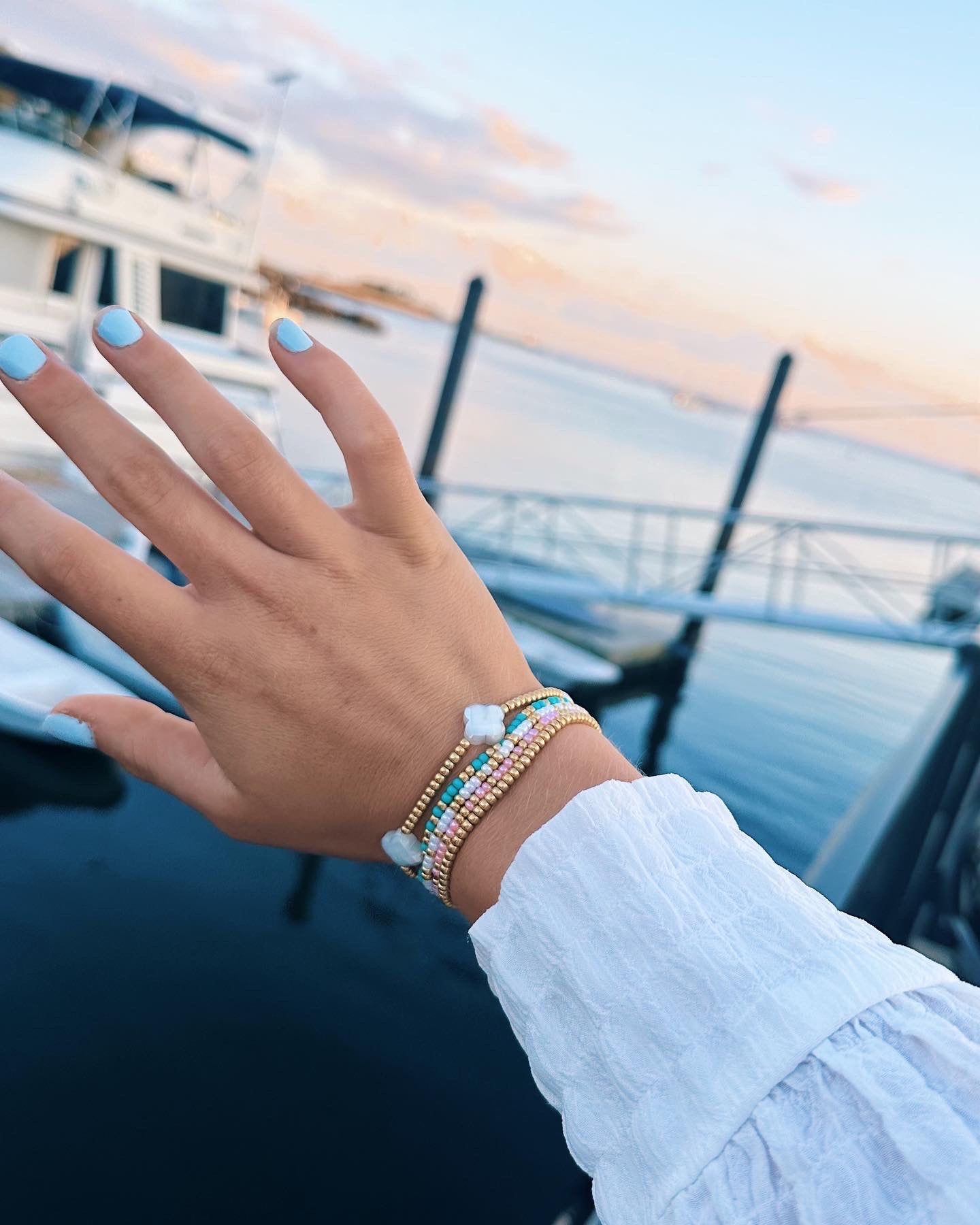 Dainty Clover Beaded Bracelet
