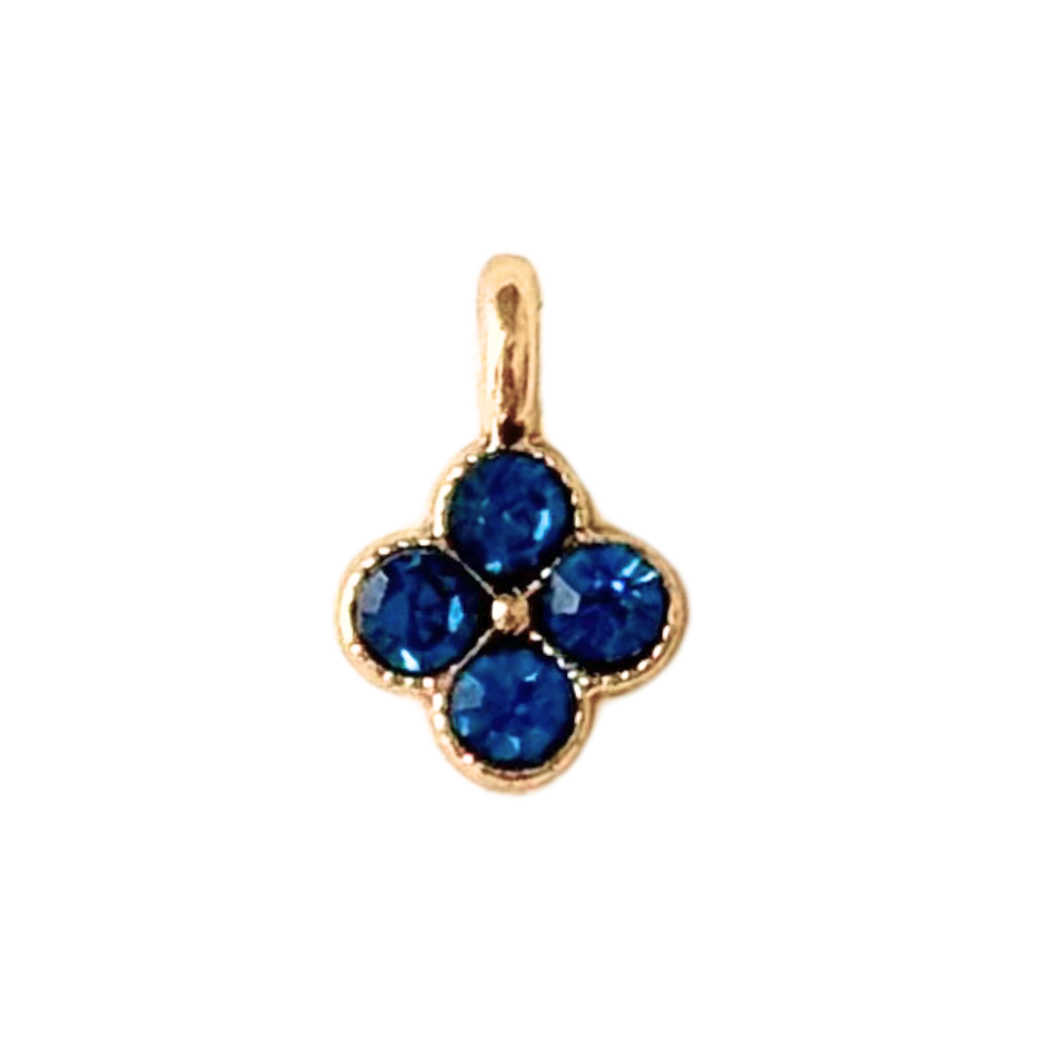 Tiny Blue CZ Gem Clover Charm
