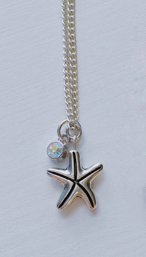Chunky starfish & zircon gem necklace