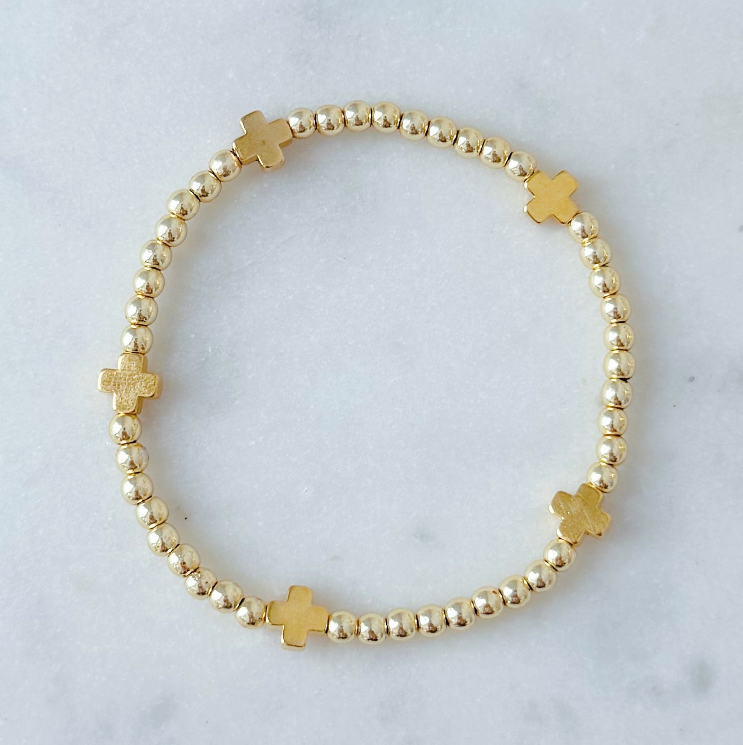 Golden Cross Beaded Bracelet