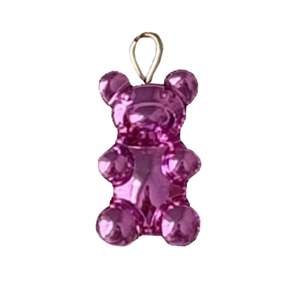 Metallic Hot Pink Gummy Bear Charm