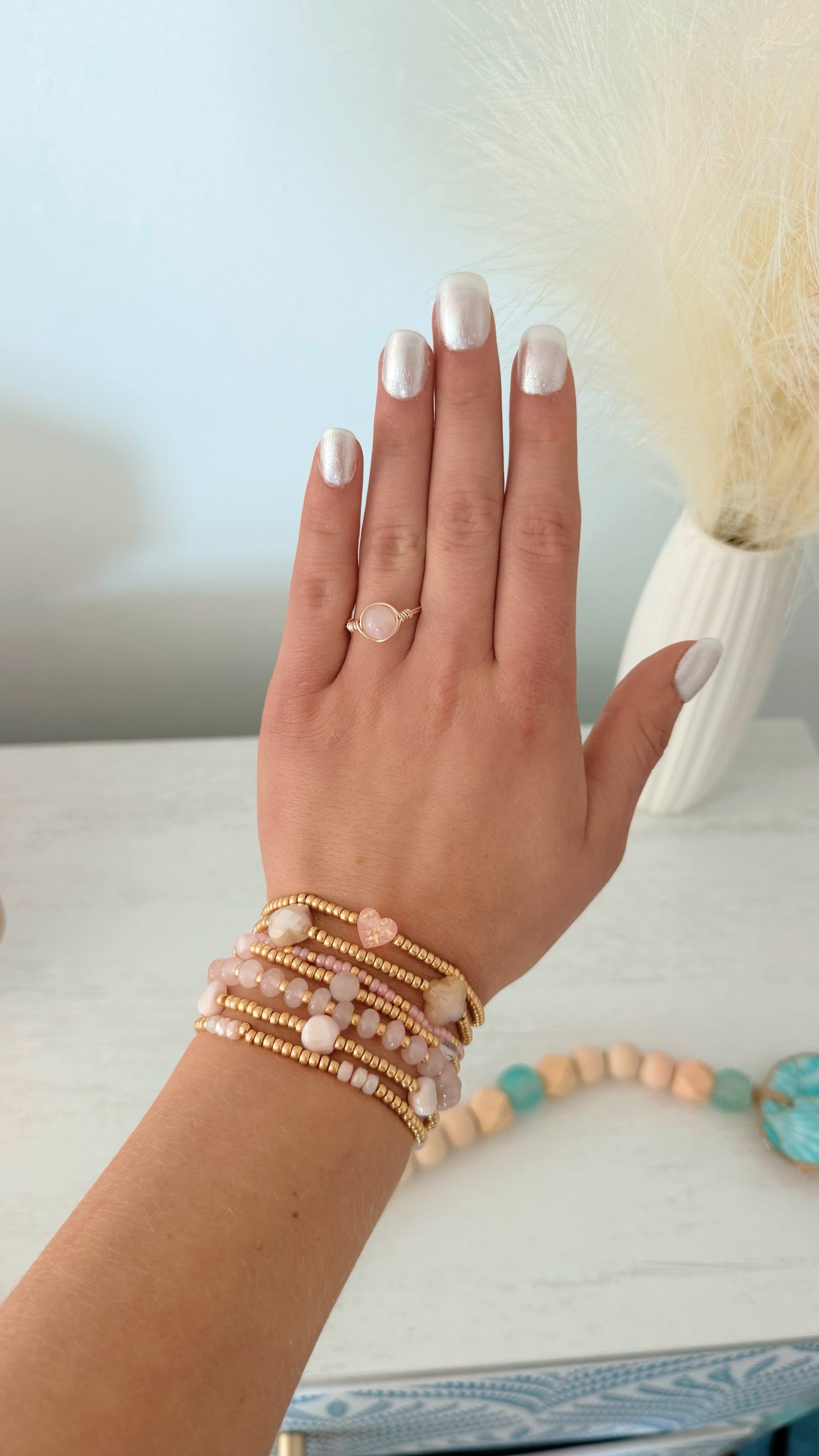 Rose Quartz Wire Wrapped Ring