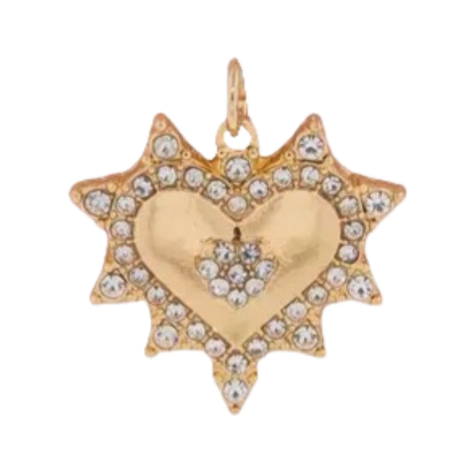 Gold CZ Gem Heart Pendant