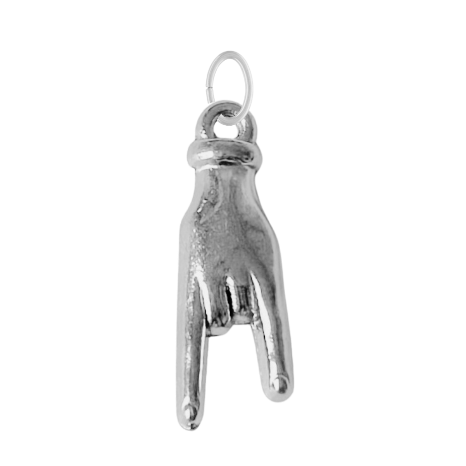 Silver Rock On Hand Charm