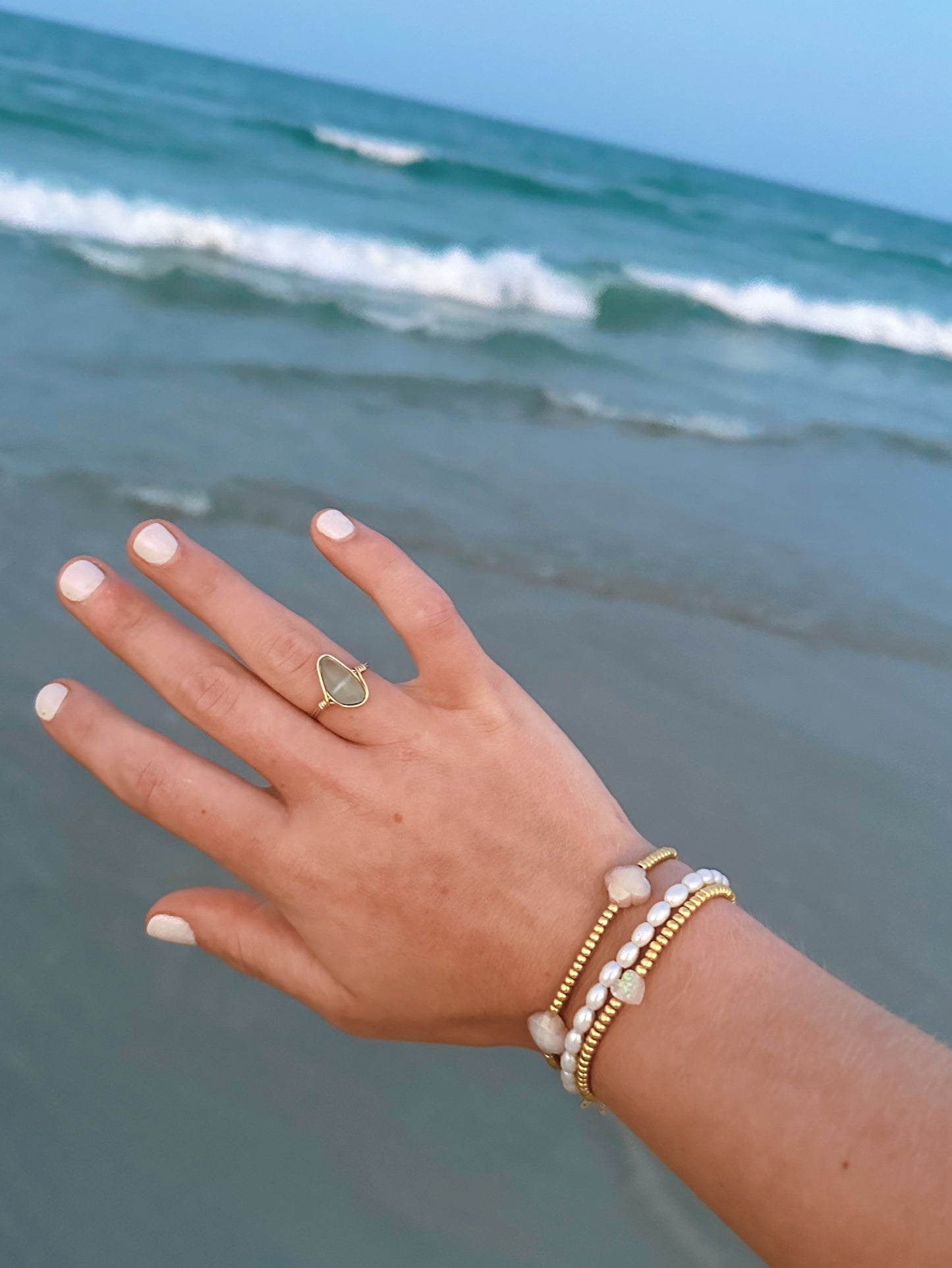 Sea Glass Wire-Wrapped Ring