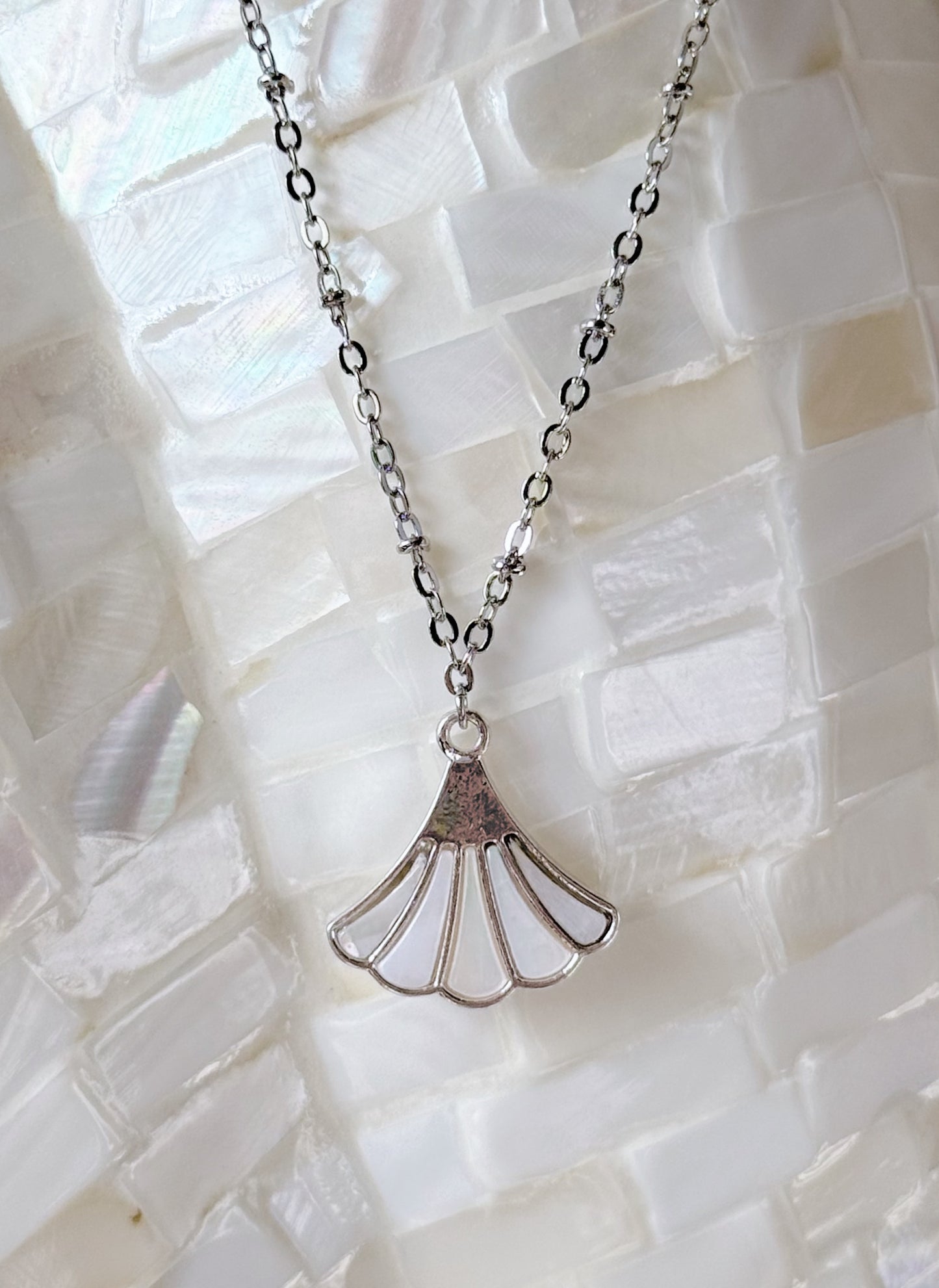 Silver Fan Shell Necklace