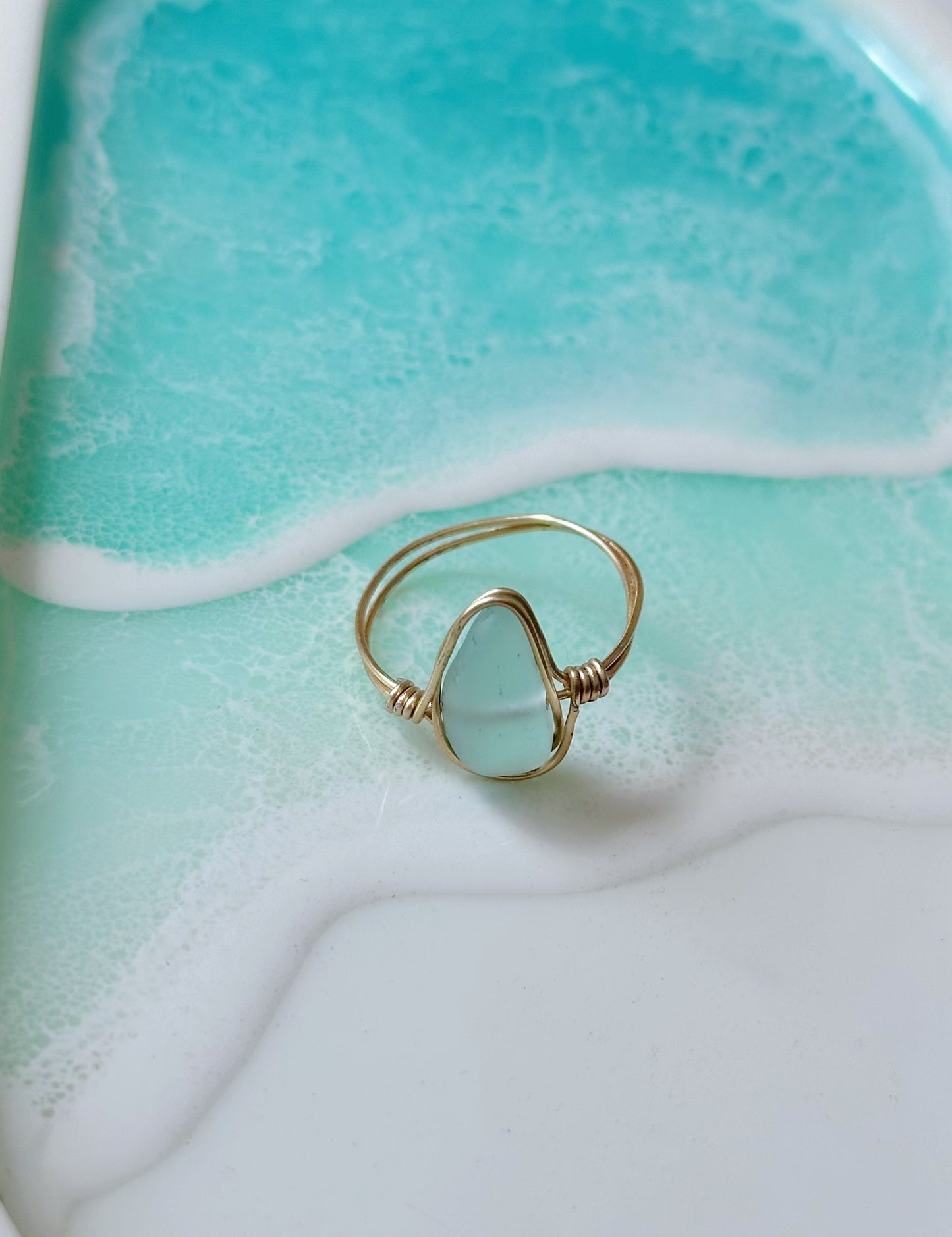 Sea Glass Wire-Wrapped Ring