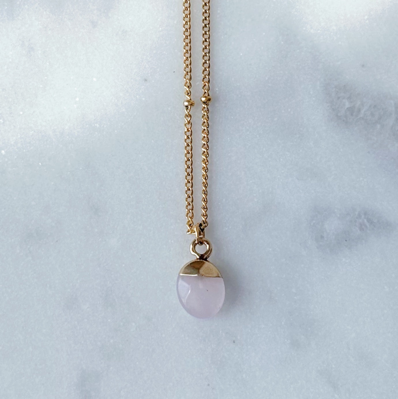 Dainty Rose Quartz Pendant Necklace