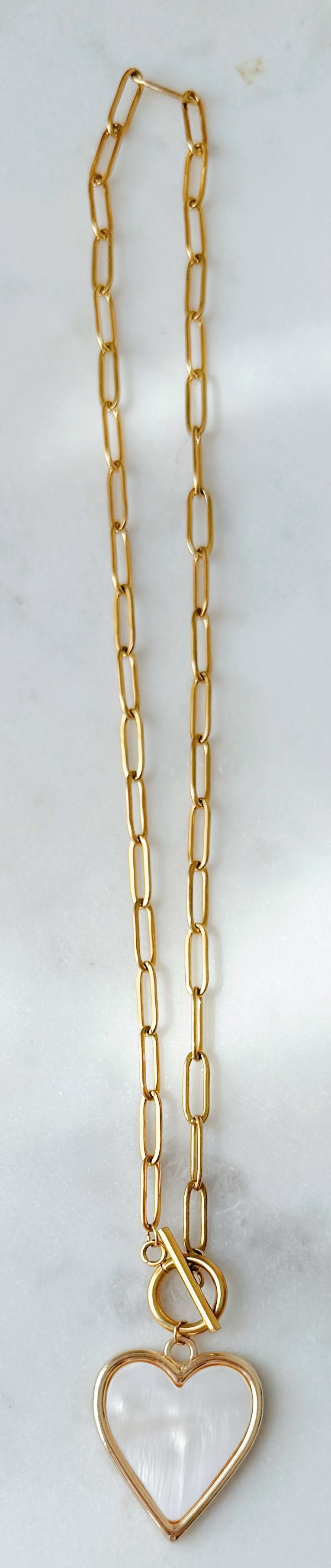 Mother of Pearl Heart Toggle Necklace