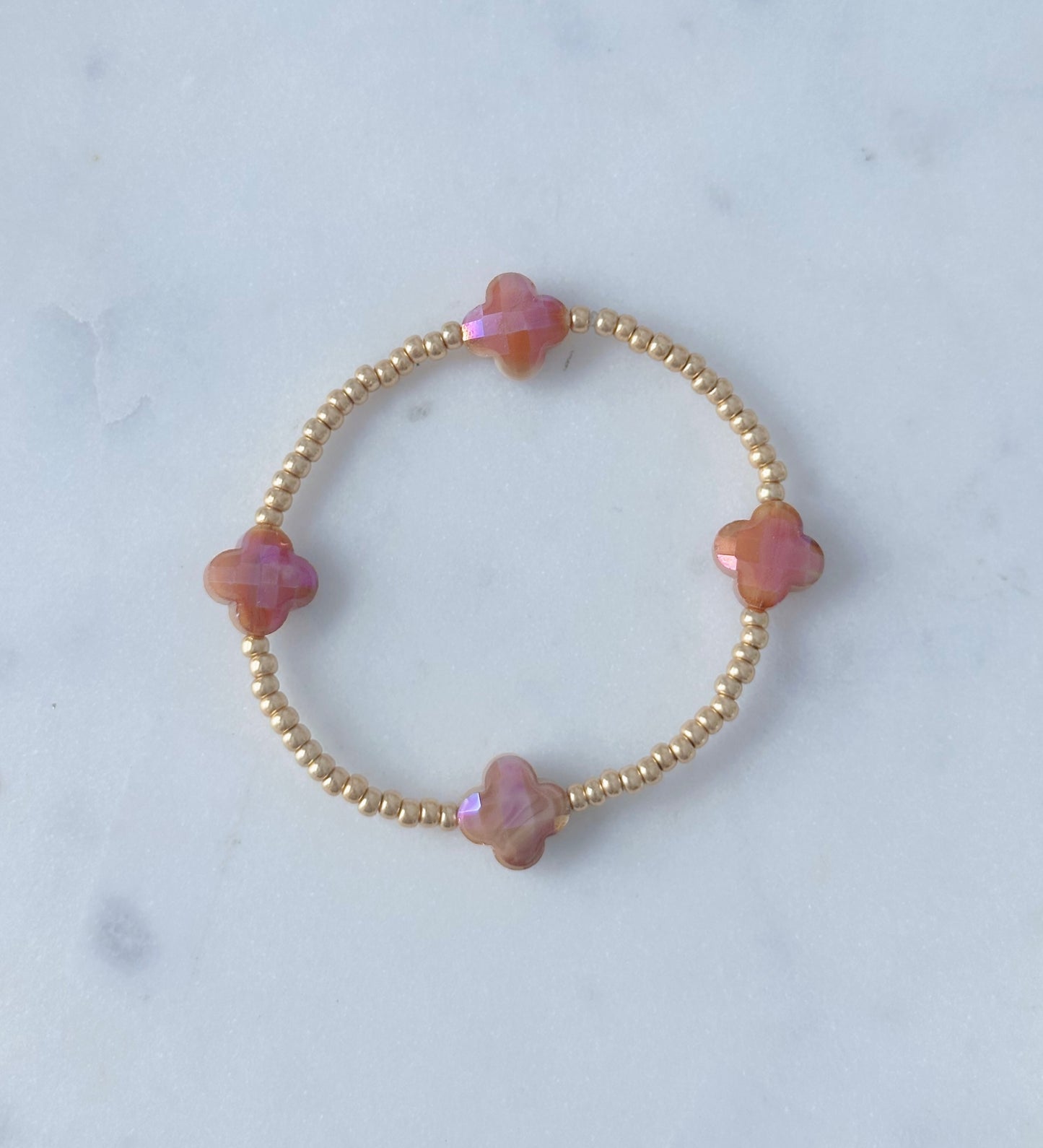Dainty Clover Beaded Bracelet