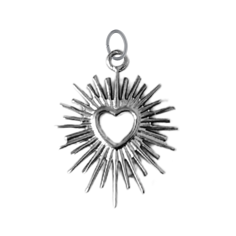 Silver Heart Burst Charm