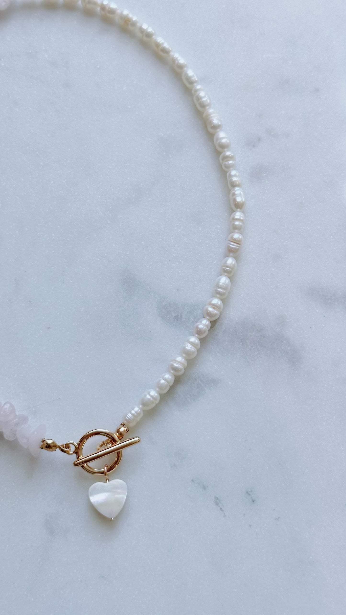 Love You More Rose Quartz & Pearl Necklace