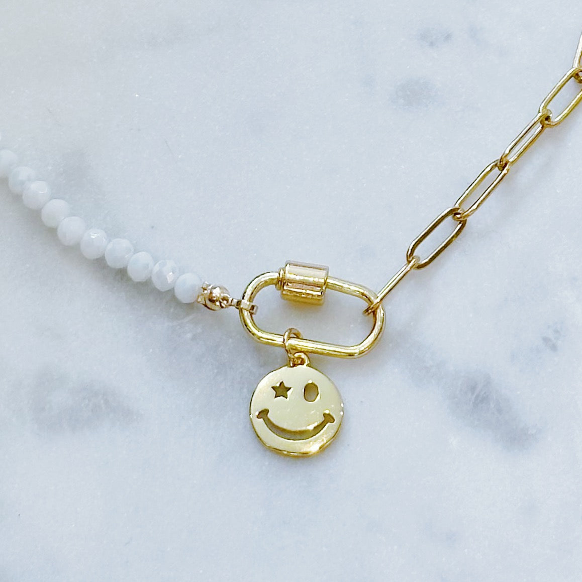 All Smiles Half & Half Carabiner Necklace