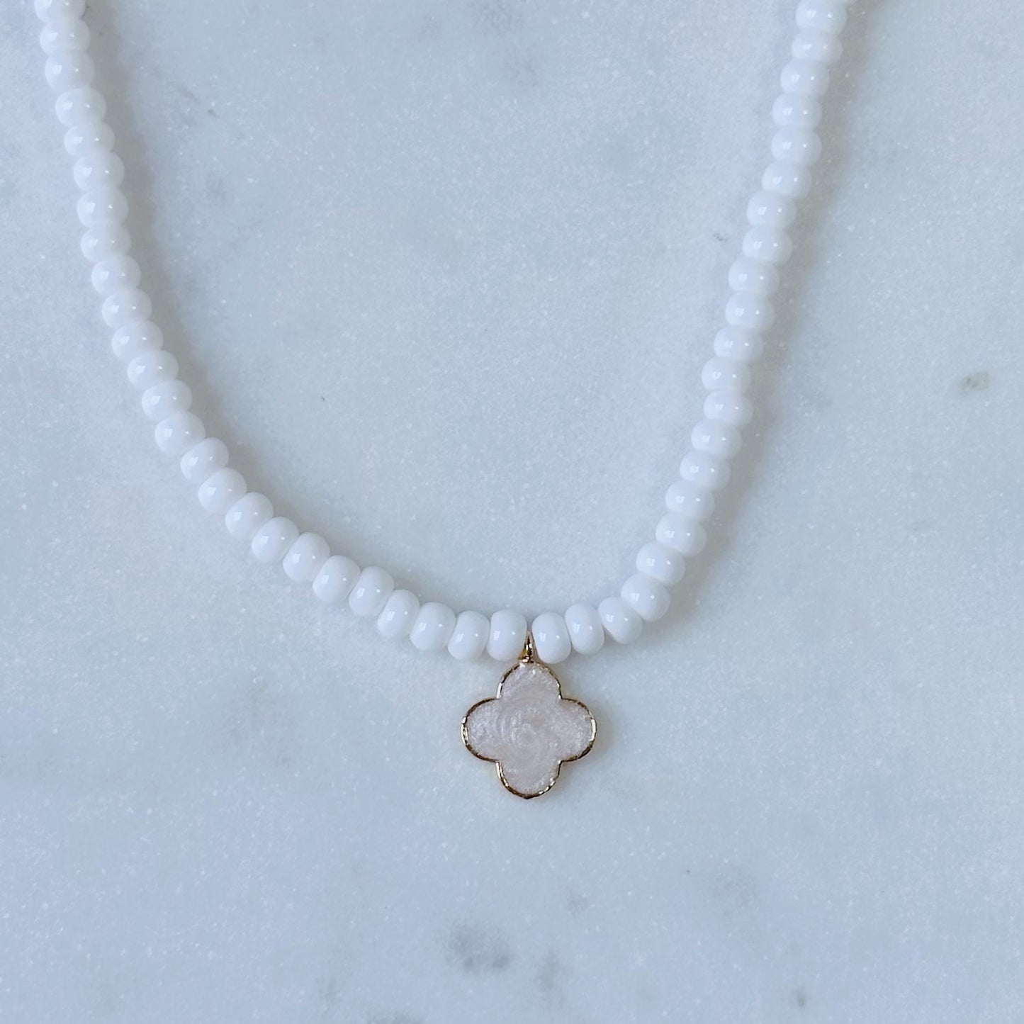 Beaded clover charm necklace