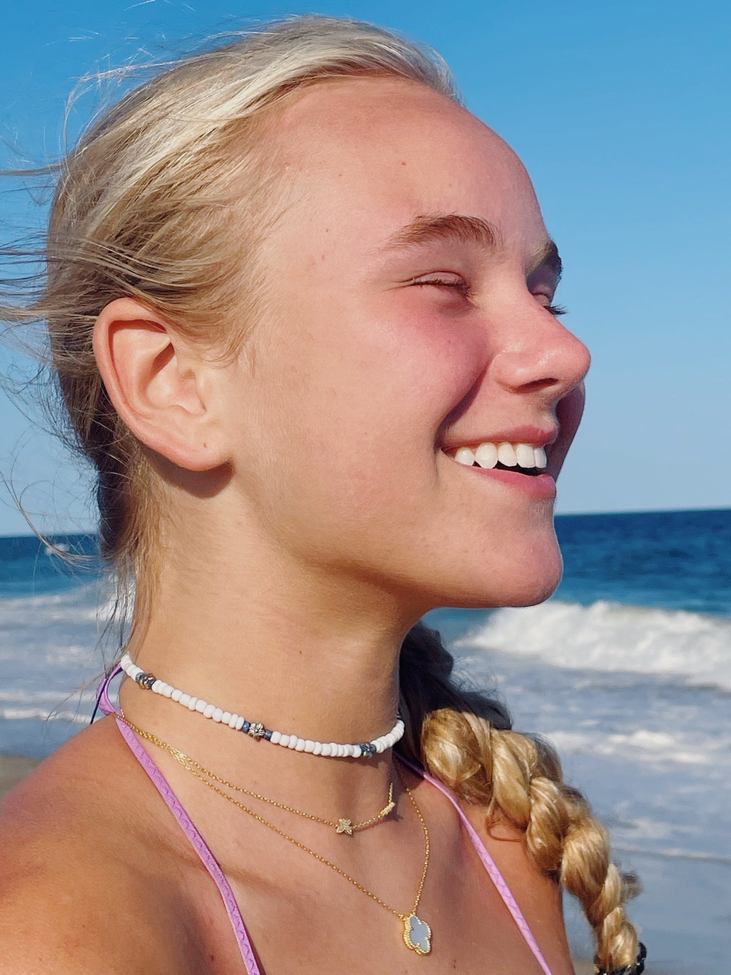 Daisy beaded adjustable necklace