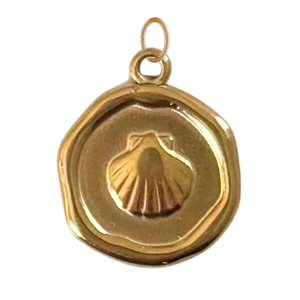 Gold shell coin charm