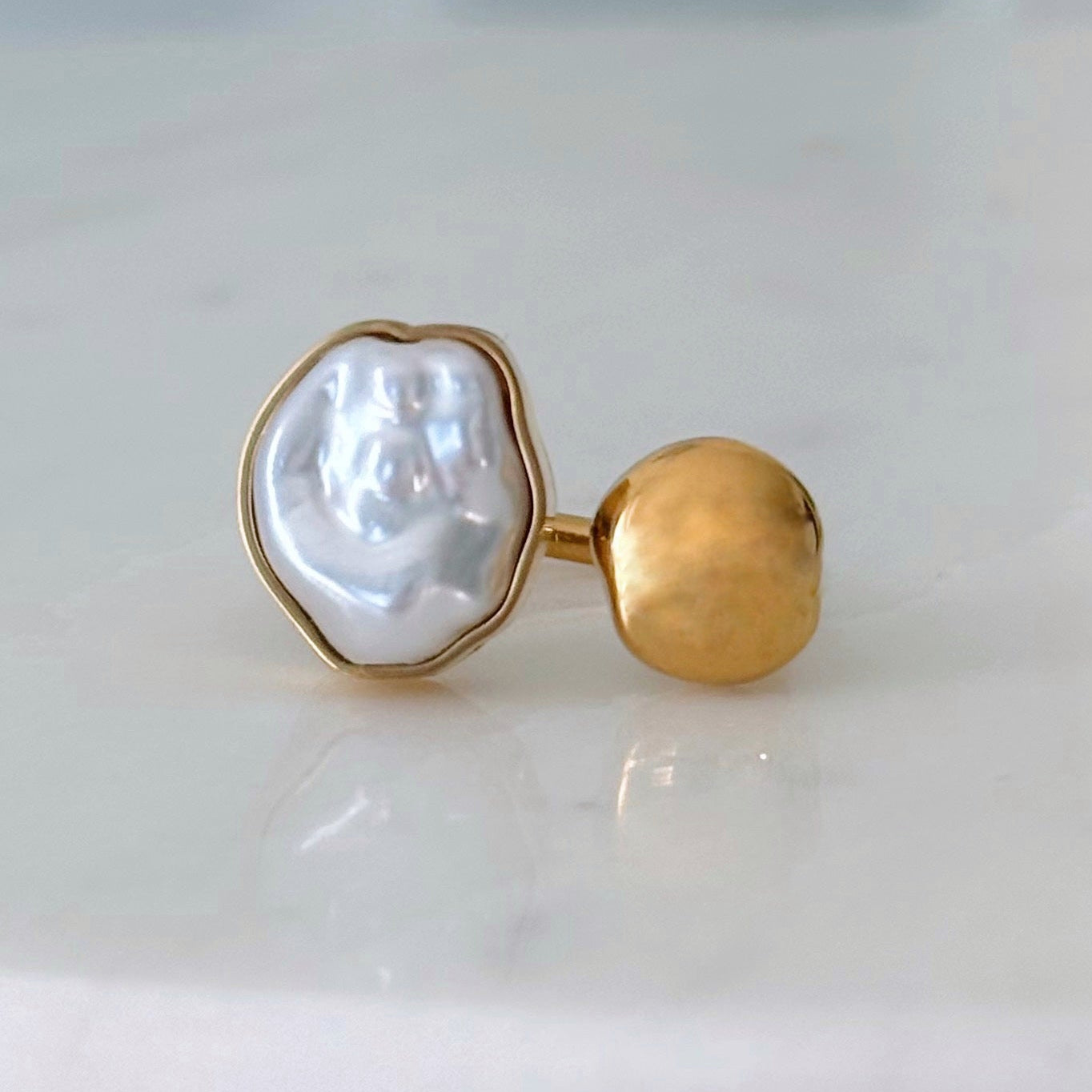 Modern Pearl Duo Ring