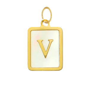 Mother of Pearl Square Initial Charm