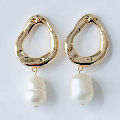 Golden Pearl Drop Earrings