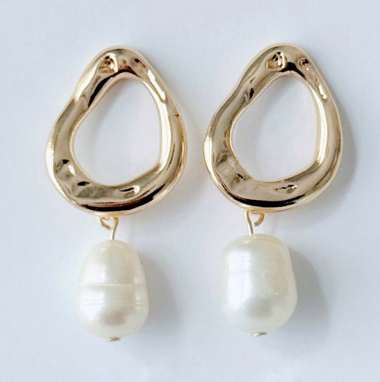 Golden Pearl Drop Earrings