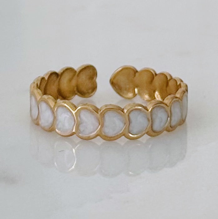 Dainty Pearl Heart Ring