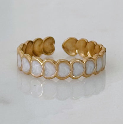 Dainty Pearl Heart Ring