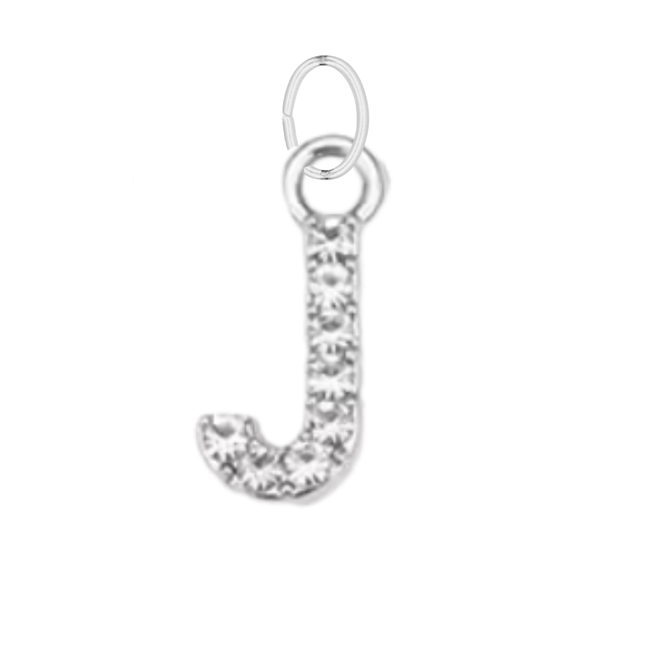 Small Silver CZ Gem Initial