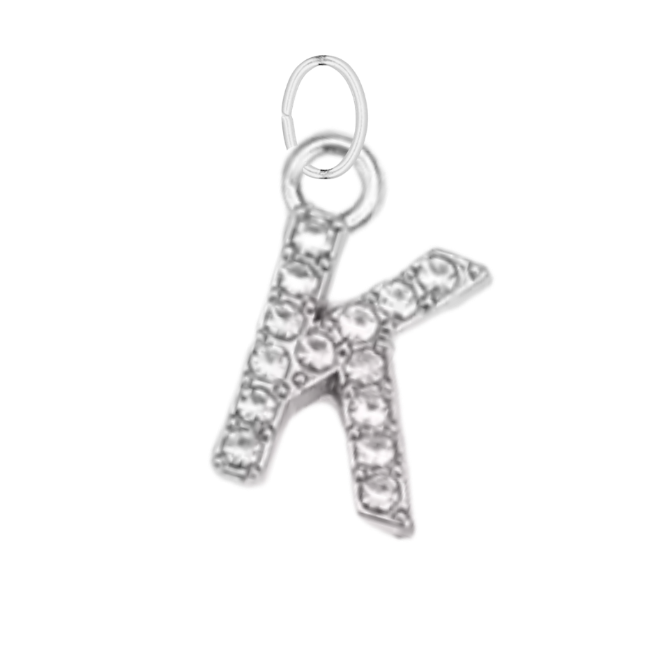 Small Silver CZ Gem Initial