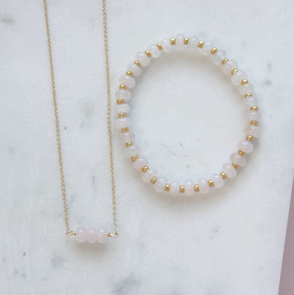 Rose Quartz Necklace & Bracelet Gift Set