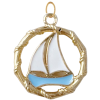 Gold Enamel Sailboat Pendant