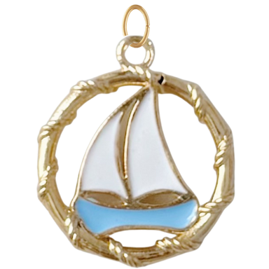 Gold Enamel Sailboat Pendant