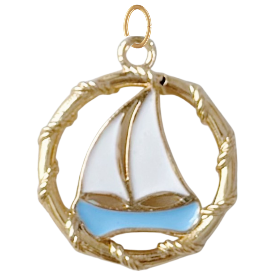 Gold Enamel Sailboat Pendant