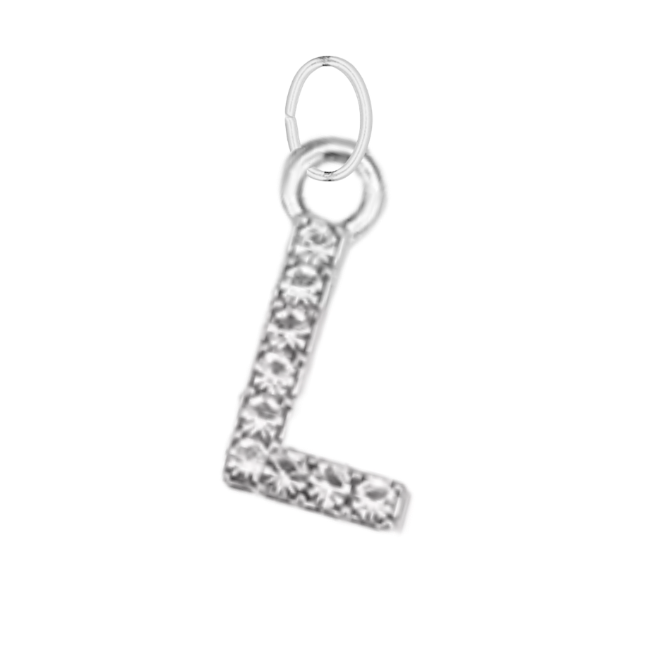 Small Silver CZ Gem Initial