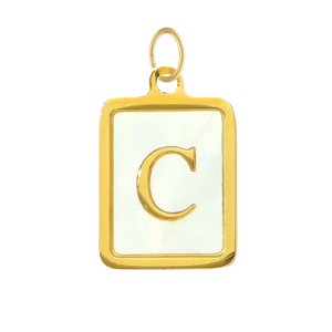 Mother of Pearl Square Initial Charm