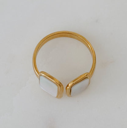 Gold Mother of Pearl Duo Ring