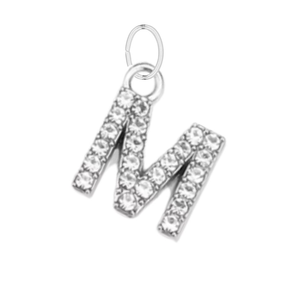 Small Silver CZ Gem Initial