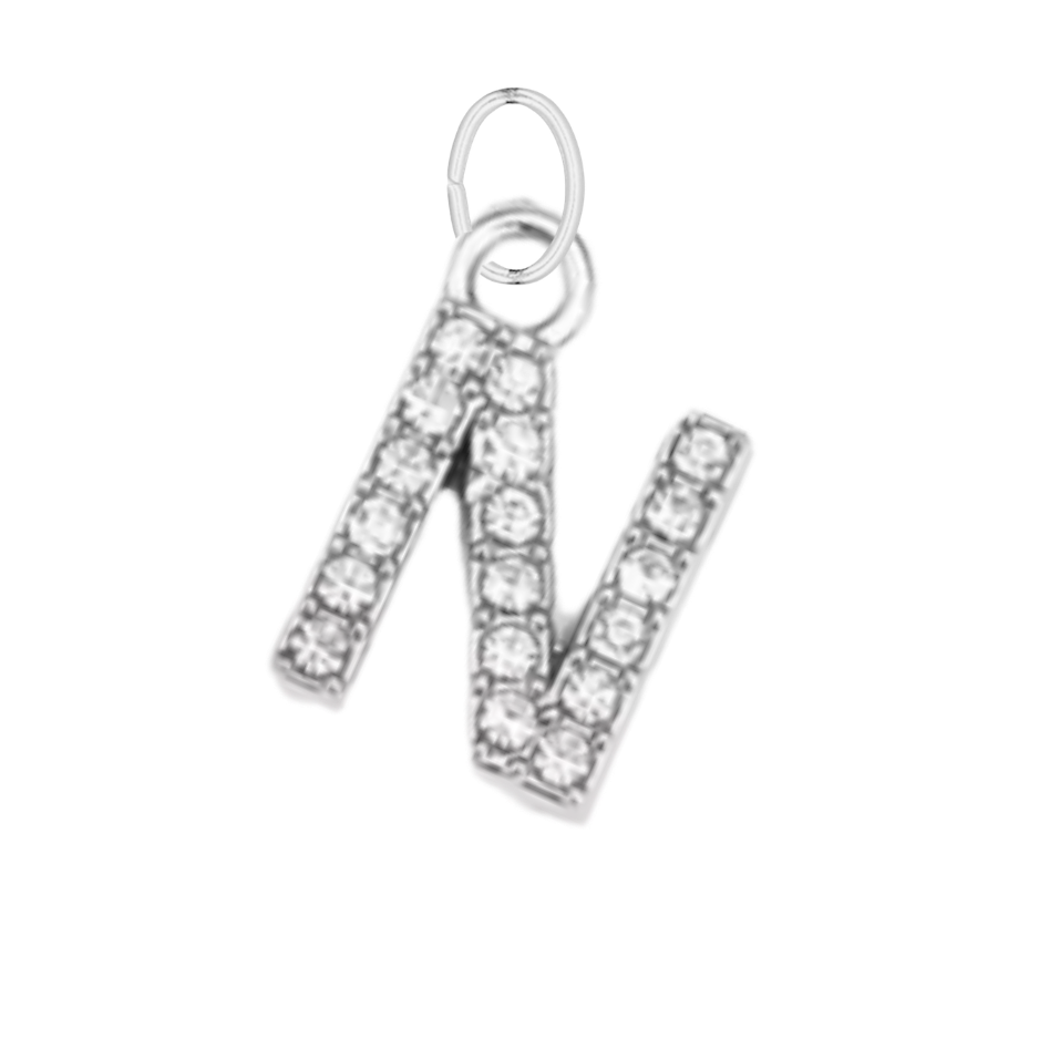 Small Silver CZ Gem Initial