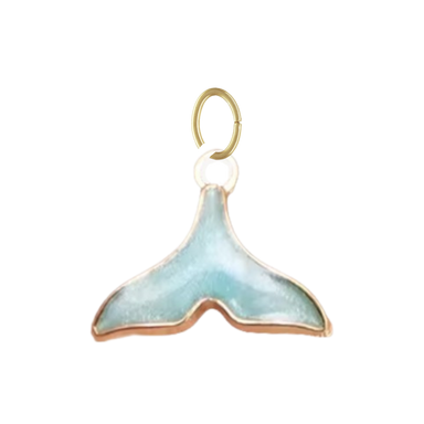 Light Blue Enamel Whale Tail Charm
