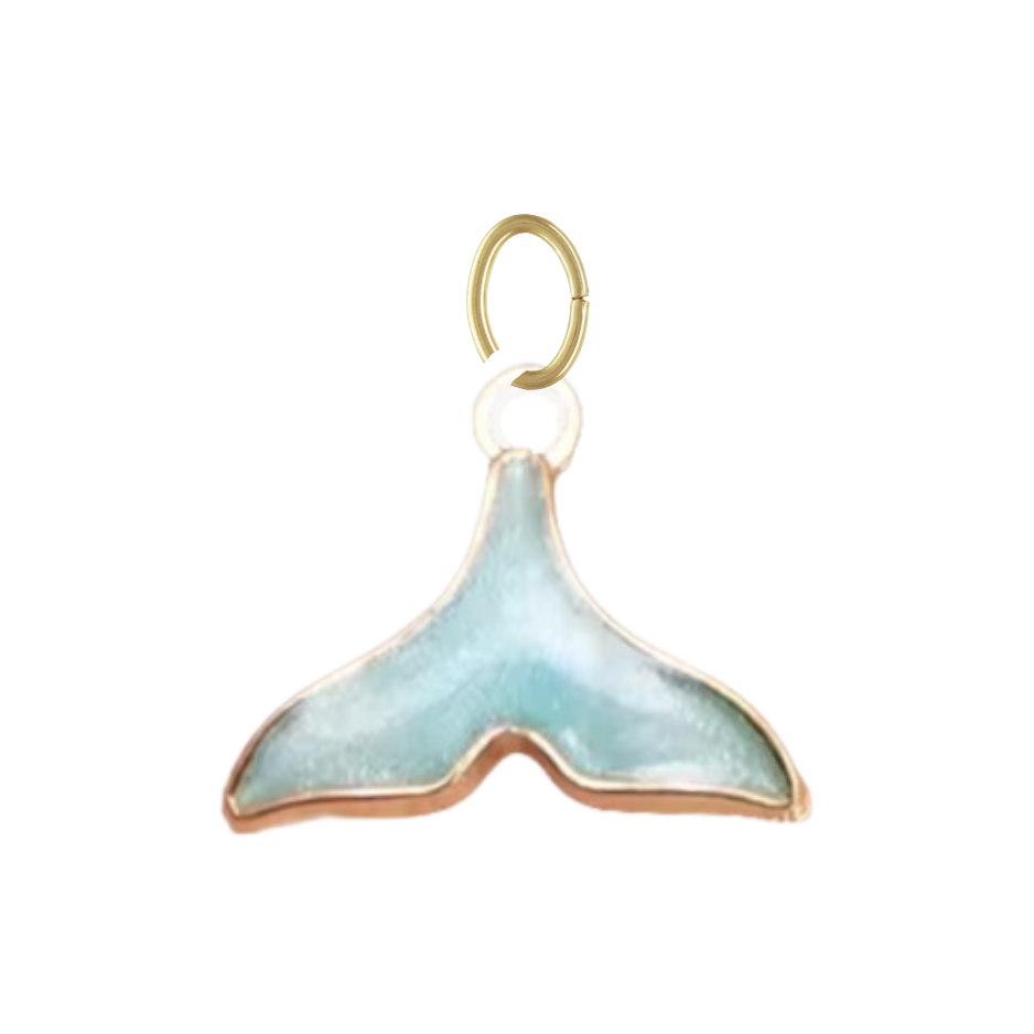 Light Blue Enamel Whale Tail Charm