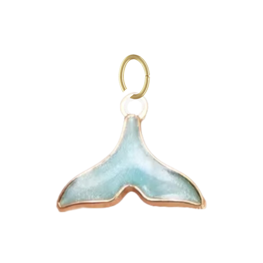 Light Blue Enamel Whale Tail Charm