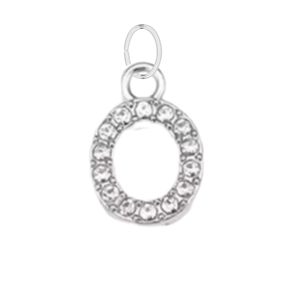 Small Silver CZ Gem Initial
