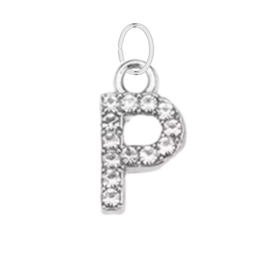 Small Silver CZ Gem Initial
