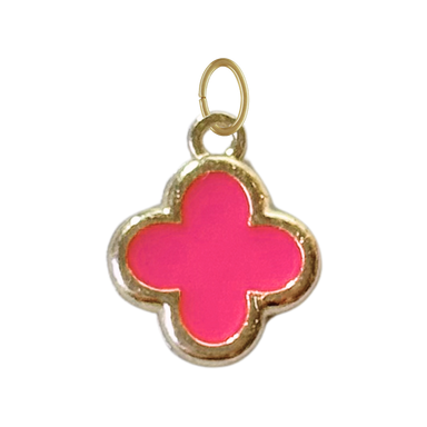 Hot Pink Gold Clover Charm