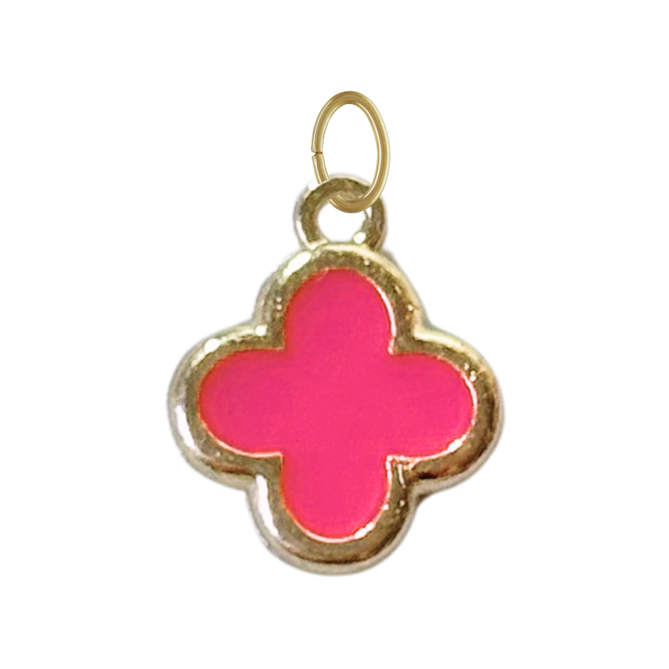 Hot Pink Gold Clover Charm