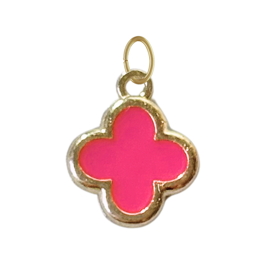 Hot Pink Gold Clover Charm