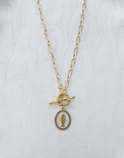 Cisco Fish Pendant Toggle Necklace