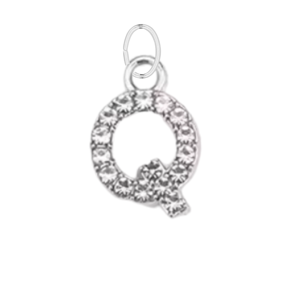 Small Silver CZ Gem Initial